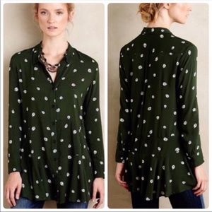 Anthropologie Green Ladybug Tunic